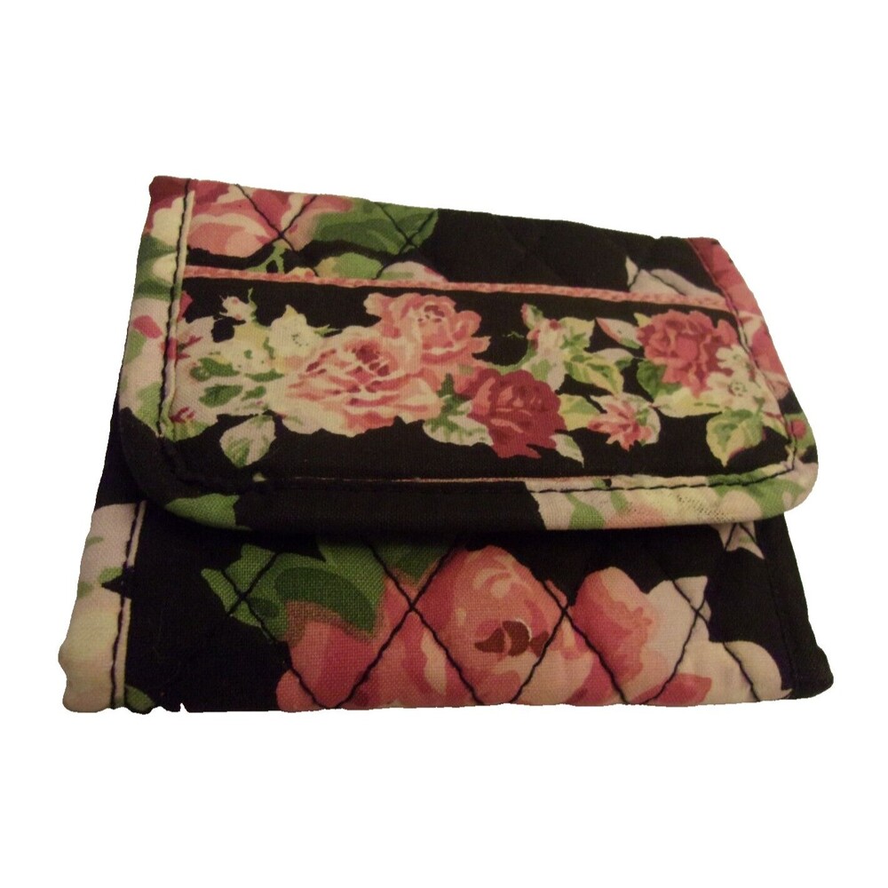 Laura Ashley Wallet Tri-Fold Small Clutch Quilted Cotton Floral Vintage
